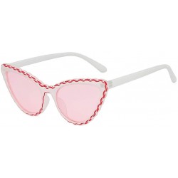 Cat Eye Women's Fashion Cat Eye Shade Sunglasses Integrated Stripe Vintage Glasses - C - C818QGCWQEH $6.64