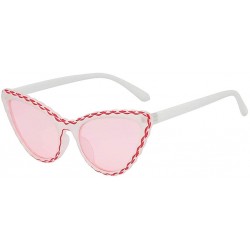 Cat Eye Women's Fashion Cat Eye Shade Sunglasses Integrated Stripe Vintage Glasses - C - C818QGCWQEH $6.64