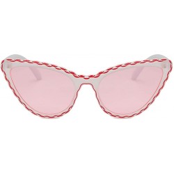 Cat Eye Women's Fashion Cat Eye Shade Sunglasses Integrated Stripe Vintage Glasses - C - C818QGCWQEH $6.64