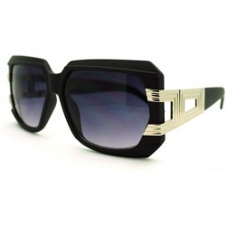 Square Bold Oversized Square Sunglasses Modern Hip Hop Celebrity Fashion - Black Silver - CS11HQ2OPJ9 $7.80