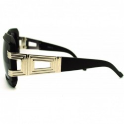 Square Bold Oversized Square Sunglasses Modern Hip Hop Celebrity Fashion - Black Silver - CS11HQ2OPJ9 $7.80