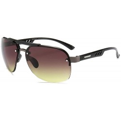 Goggle Metal Half-Frame Polarized Mirrored Sunglasses - Grey - CQ18WDRUH7X $12.25