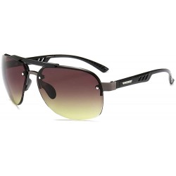 Goggle Metal Half-Frame Polarized Mirrored Sunglasses - Grey - CQ18WDRUH7X $23.86