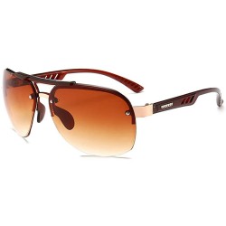 Goggle Metal Half-Frame Polarized Mirrored Sunglasses - Grey - CQ18WDRUH7X $12.25