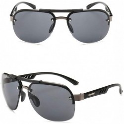 Goggle Metal Half-Frame Polarized Mirrored Sunglasses - Grey - CQ18WDRUH7X $12.25