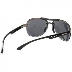 Goggle Metal Half-Frame Polarized Mirrored Sunglasses - Grey - CQ18WDRUH7X $12.25