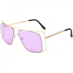 Oversized Oversize Frames Sunglasses for Women Unique Metal Frame Eyeglasse UV400 - C4 Purple Lens - CI198KRMLNM $22.96