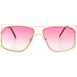 Oversized Oversize Frames Sunglasses for Women Unique Metal Frame Eyeglasse UV400 - C4 Purple Lens - CI198KRMLNM $14.89