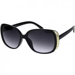 Butterfly Womens Gold Nugget Rhinestone Side Trim Plastic Butterfly Sunglasses - Black Smoke - CM18R7CHQH0 $23.16