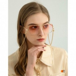 Rectangular Retro Oversize Sunglasses for Men Women Tinted Lens Metal Sun Glasses - 02-pink(with Chain) - CD1936TWA7W $16.08