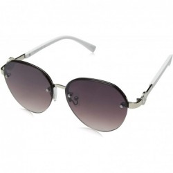 Round Women's R3289 Semi-Rimless Round Metal Sunglasses with Enamel Arms - Embossed Logo & 100% UV Protection - 60 mm - C618O...