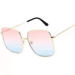 Square Retro Big Square Sunglasses Women Vintage Shades Progressive Metal Color Sun Glasses Fashion Designer Lunette - CD199C...