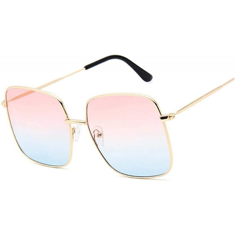 Square Retro Big Square Sunglasses Women Vintage Shades Progressive Metal Color Sun Glasses Fashion Designer Lunette - CD199C...
