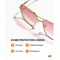 Rectangular Retro Oversize Sunglasses for Men Women Tinted Lens Metal Sun Glasses - 02-pink(with Chain) - CD1936TWA7W $16.08