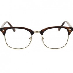 Semi-rimless Mens Classic Horned Half Rim Hipster Nerdy Retro Eye Glasses - Brown - CE192RUKE0S $19.16