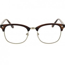 Semi-rimless Mens Classic Horned Half Rim Hipster Nerdy Retro Eye Glasses - Brown - CE192RUKE0S $8.84