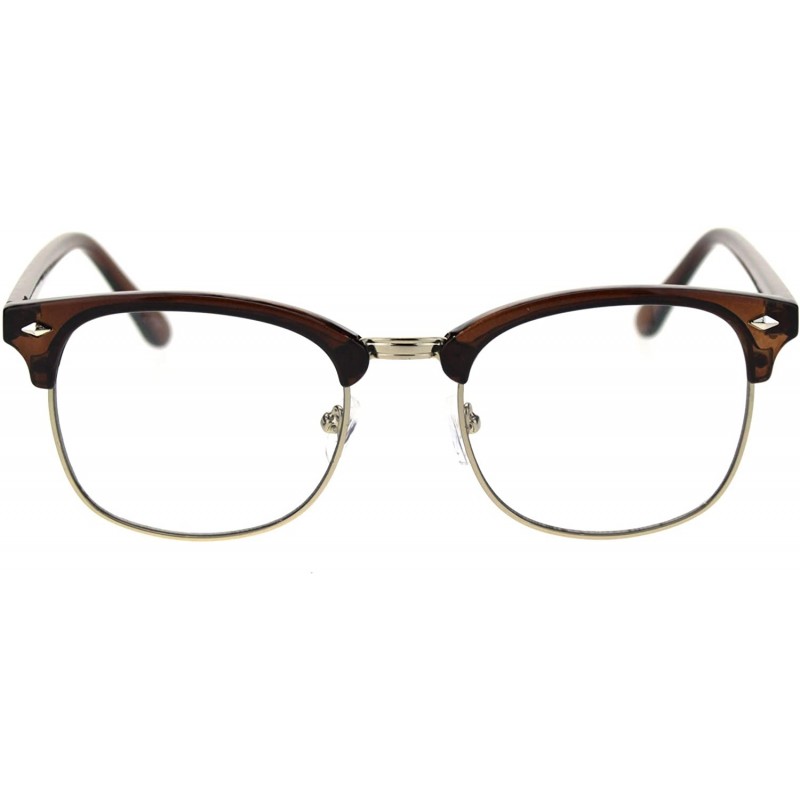 Semi-rimless Mens Classic Horned Half Rim Hipster Nerdy Retro Eye Glasses - Brown - CE192RUKE0S $8.84