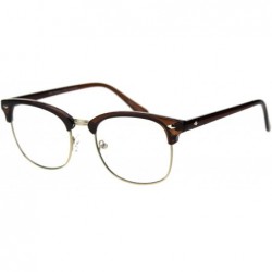 Semi-rimless Mens Classic Horned Half Rim Hipster Nerdy Retro Eye Glasses - Brown - CE192RUKE0S $8.84