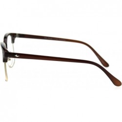 Semi-rimless Mens Classic Horned Half Rim Hipster Nerdy Retro Eye Glasses - Brown - CE192RUKE0S $8.84