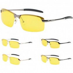 Oversized Semi Rimless Polarized Sunglasses Women Men Retro Oversized Sun Glasses - Black - C118OQMQG7H $11.68