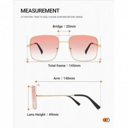 Rectangular Retro Oversize Sunglasses for Men Women Tinted Lens Metal Sun Glasses - 02-pink(with Chain) - CD1936TWA7W $16.08