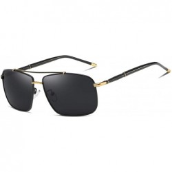 Sport Men's Polarized Sunglasses Rectangular Driving Alloy Frame UV400 HD - Gold Grey - CE18XT2X72H $27.78