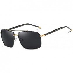 Sport Men's Polarized Sunglasses Rectangular Driving Alloy Frame UV400 HD - Gold Grey - CE18XT2X72H $16.89