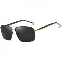 Sport Men's Polarized Sunglasses Rectangular Driving Alloy Frame UV400 HD - Gold Grey - CE18XT2X72H $27.78