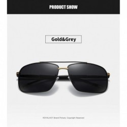 Sport Men's Polarized Sunglasses Rectangular Driving Alloy Frame UV400 HD - Gold Grey - CE18XT2X72H $16.89