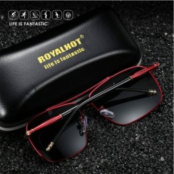 Sport Men's Polarized Sunglasses Rectangular Driving Alloy Frame UV400 HD - Gold Grey - CE18XT2X72H $16.89