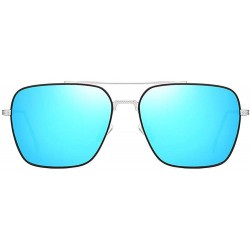 Square 2019 New Fashion Myopia Polarized Lens Blue Sunglasses Men Full Frame Square Double beam Sun Glasses Male Goggles - CF...