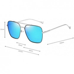 Square 2019 New Fashion Myopia Polarized Lens Blue Sunglasses Men Full Frame Square Double beam Sun Glasses Male Goggles - CF...