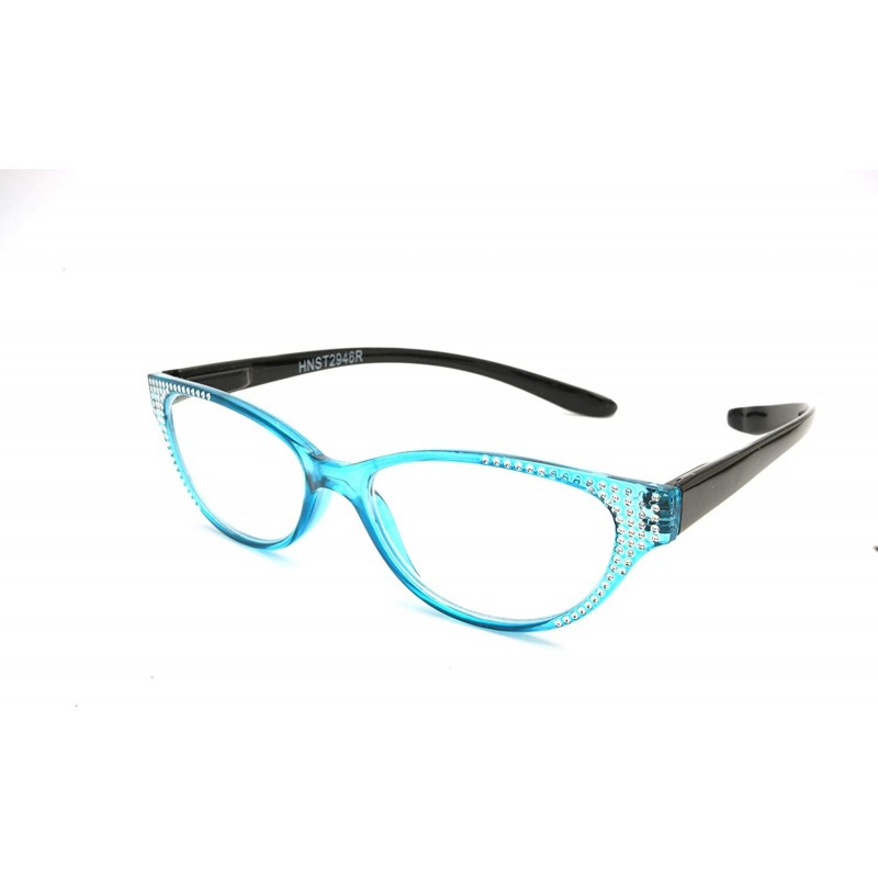 Sport Lightweight Plastic Hanging Reading Glasses Free Pouch SPRING HINGE - Crystal Blue - CN17YIT09GT $14.07