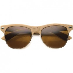 Semi-rimless Classic Retro Wood Printed Half Frame Horn Rimmed Sunglasses 54mm - Brown / Brown - CH126OMTGJZ $20.84