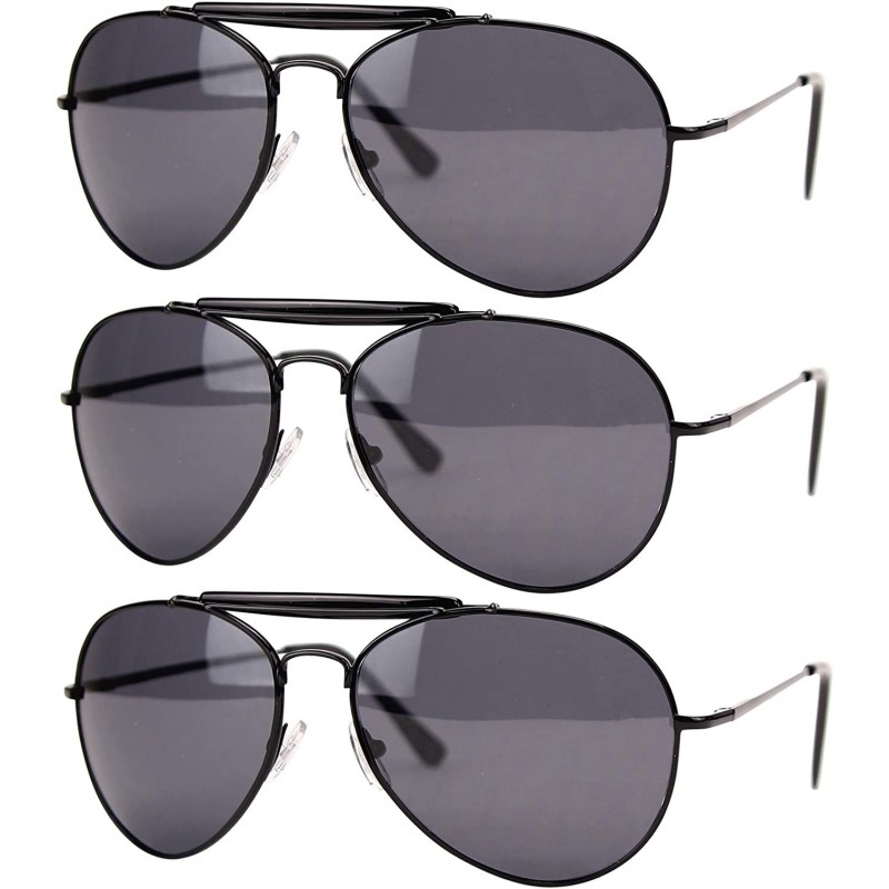 Aviator Men's Aviator Sunglasses 3-Pack - Black (3-pack) - CV1962O3QUA $13.10