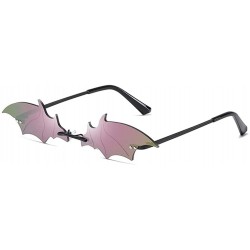 Rimless Bat Sunglasses for Women/Men Rimless Metal frame Sun Glasses Shades UV400 - C4 Black Purple - CC1908ETZH2 $13.61