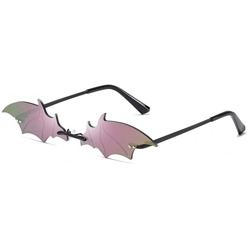 Rimless Bat Sunglasses for Women/Men Rimless Metal frame Sun Glasses Shades UV400 - C4 Black Purple - CC1908ETZH2 $13.61