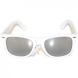 Wayfarer Vintage Full Mirror Lens Sunglasses Colored Frame Matte Retro Style - White - Silver - CV11NJ53MP5 $11.40