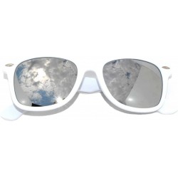 Wayfarer Vintage Full Mirror Lens Sunglasses Colored Frame Matte Retro Style - White - Silver - CV11NJ53MP5 $11.40
