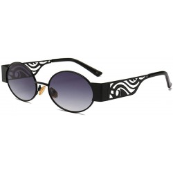 Square Men's and women's Fashion Resin lens Oval Frame Retro Sunglasses UV400 - Black Gray - CV18NHOLODL $21.66
