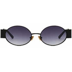 Square Men's and women's Fashion Resin lens Oval Frame Retro Sunglasses UV400 - Black Gray - CV18NHOLODL $13.46