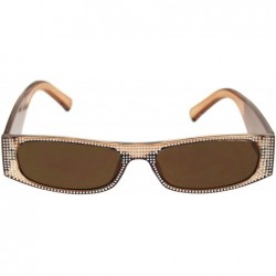 Rectangular Womens Rectangular Sunglasses Shiny Silver Decor Fashion Shades UV 400 - Brown (Brown) - CU18WAWXKOE $10.02