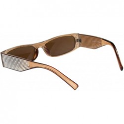 Rectangular Womens Rectangular Sunglasses Shiny Silver Decor Fashion Shades UV 400 - Brown (Brown) - CU18WAWXKOE $10.02