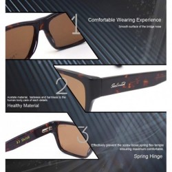 Rectangular Men Rectangle UV400 Polarized Protection Lens Acetate Great Quality Sunglasses - Demi - CM12NU7CHZN $25.50