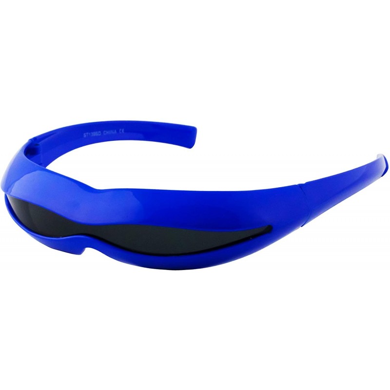 Shield Futuristic Space Robot Alien Rave DJ Costume Party Cyclops Shield Sun Glasses for Women & Men - Blue - Black - CG18U49...