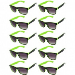 Wayfarer New Retro Vintage Two - Tone Sunglasses Smoke Lens 10 Pack Many Colors OWL - 10_pack_2tone_green - CD127GQ9U1H $44.02