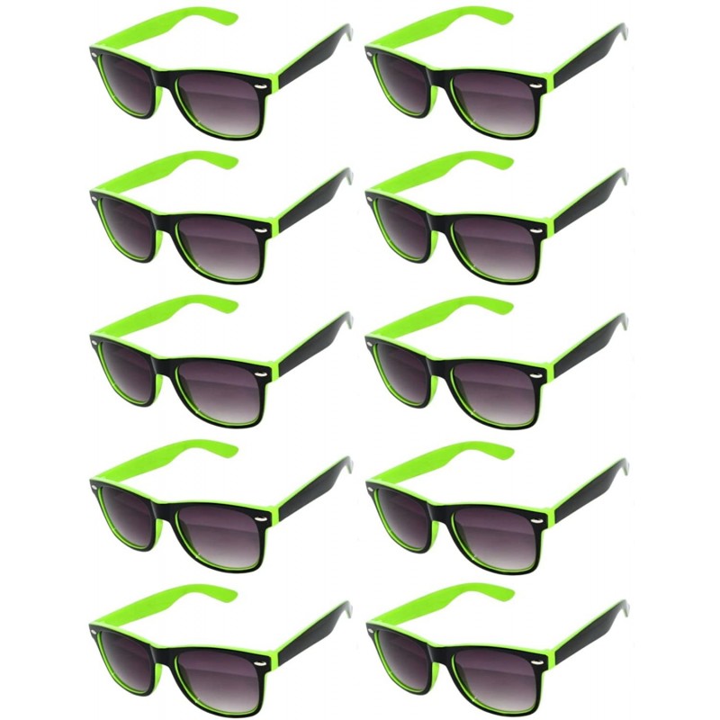 Wayfarer New Retro Vintage Two - Tone Sunglasses Smoke Lens 10 Pack Many Colors OWL - 10_pack_2tone_green - CD127GQ9U1H $28.56