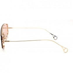 Shield Runway Unique Metal Stud Shield Rimless Robotic Sunglasses - Gold Light Brown - CX190QYLGK4 $13.54