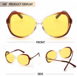 Rectangular Oversized Night-Driving Glasses for Women - Anti-glare Night-Vision Polarized Yellow Lenses Relieve Eyes Strain -...