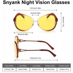 Rectangular Oversized Night-Driving Glasses for Women - Anti-glare Night-Vision Polarized Yellow Lenses Relieve Eyes Strain -...